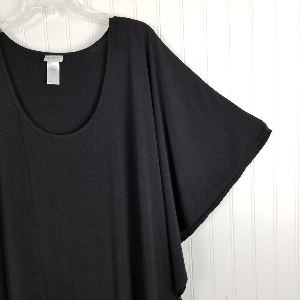 Dotti Womens Mini Dress Braided Fringe Hem Scoop Neck Black Cover Up Tunic Sz 2X - Picture 3 of 10